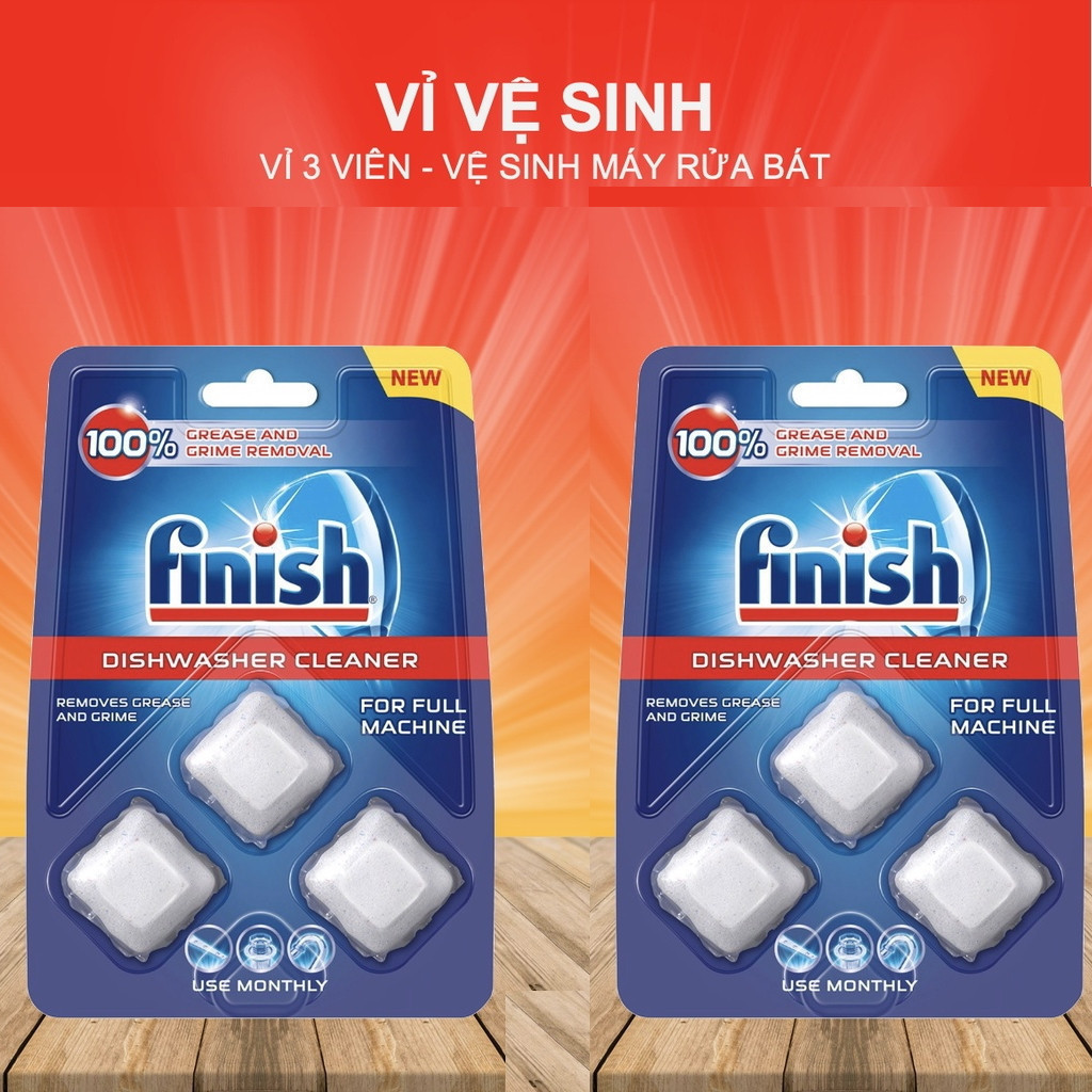 Viên vệ sinh máy rửa bát Finish (vỉ 3 viên)