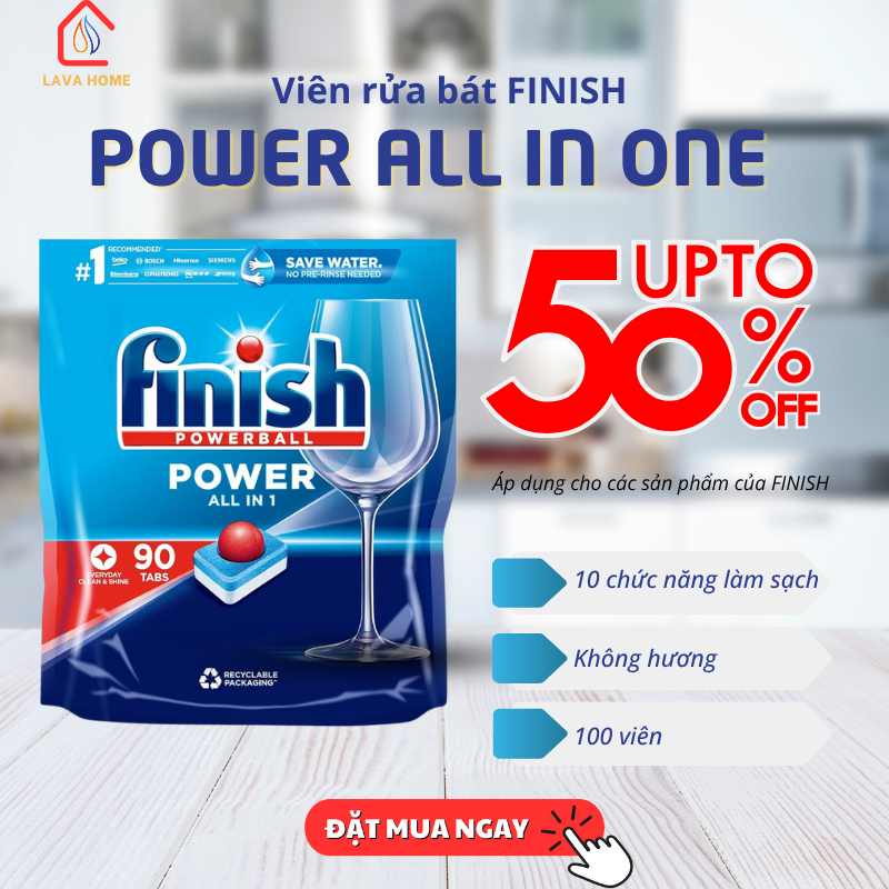 Viên rửa bát Finish Power All in one 90 viên/Túi