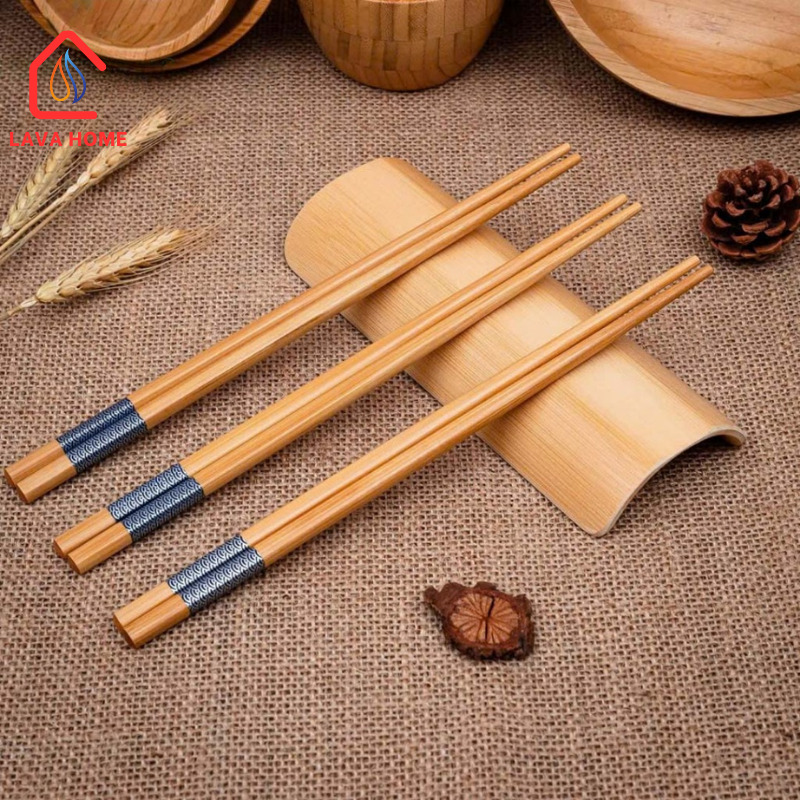 Đũa Tre Cao Cấp Chống Mốc Viền Xanh Hộp 10 Đôi