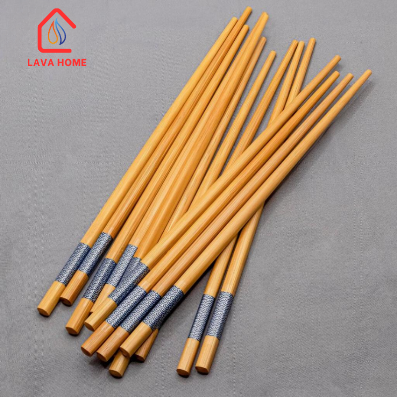 Đũa Tre Cao Cấp Chống Mốc Viền Xanh Hộp 10 Đôi