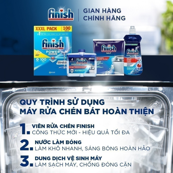 Viên Rửa Bát Finish Powerball Power Essential 100 viên hương Chanh