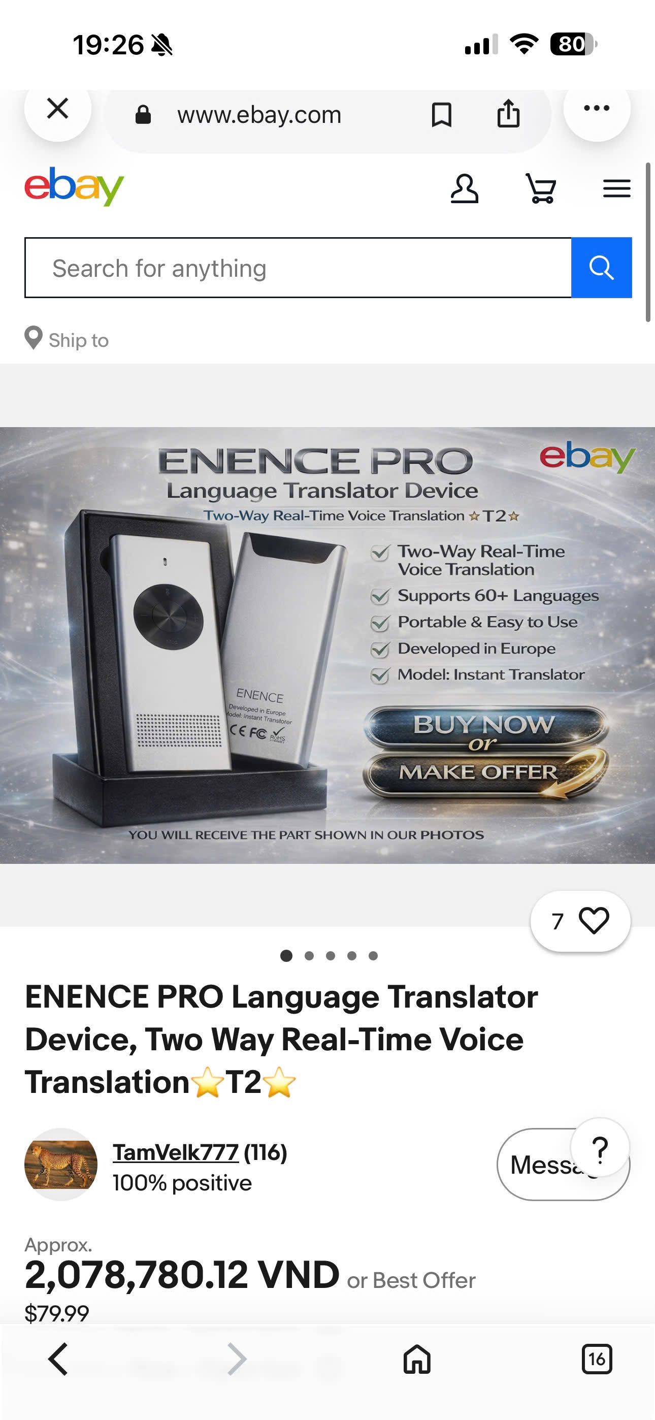 Máy phiên dịch cầm tay thông minh ENENCE, hàng Ebay Mỹ
