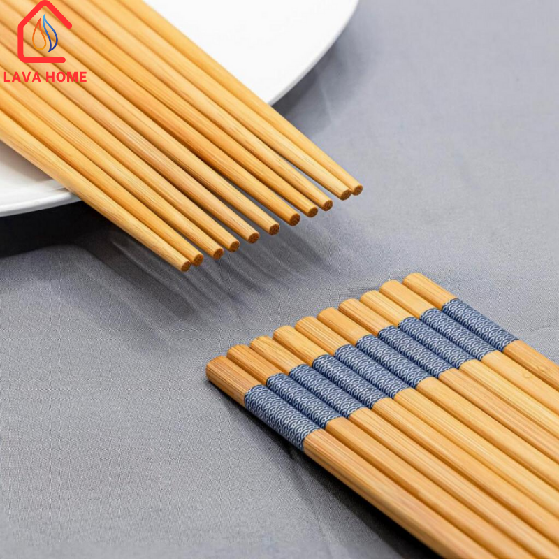Đũa Tre Cao Cấp Chống Mốc Viền Xanh Hộp 10 Đôi