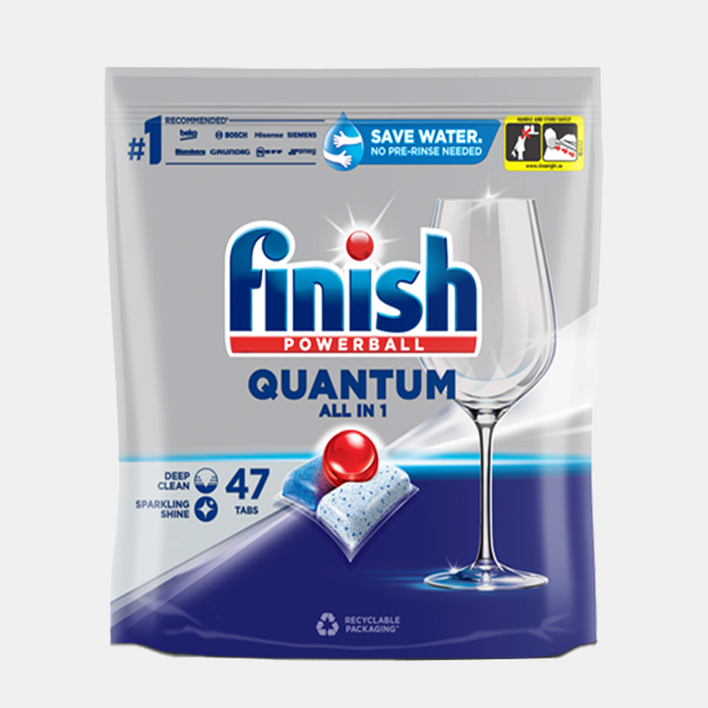 Viên rửa bát Finish Quantum AIO túi 47 viên không hương