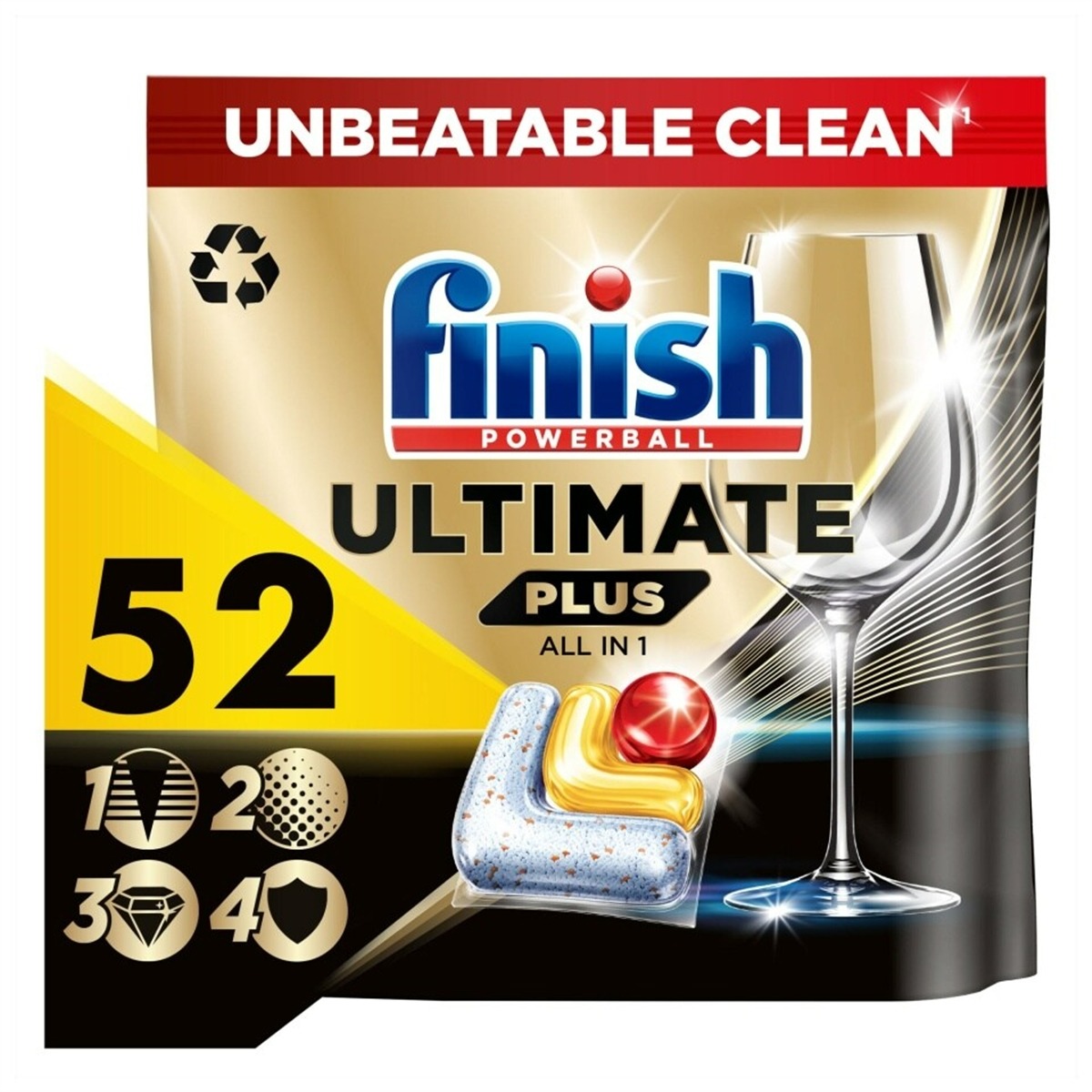 Viên rửa bát Finish Ultimate Plus túi 52 viên hương chanh