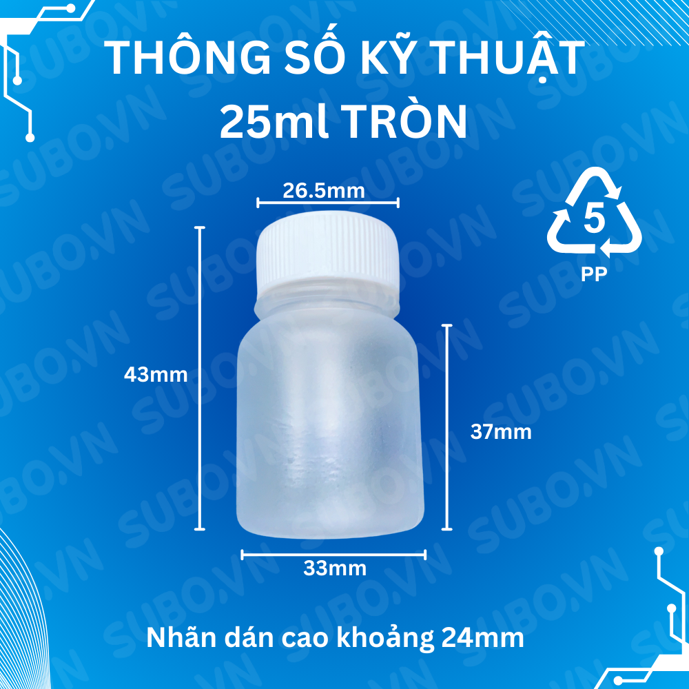 Hũ nhựa 25 PP có nắp nút chống tràn