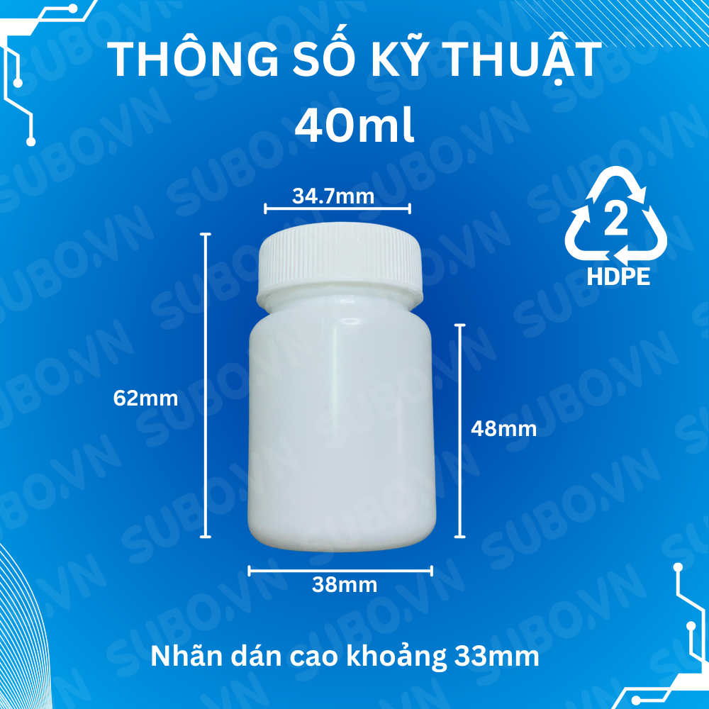 Hũ nhựa có nắp 40ml HDPE