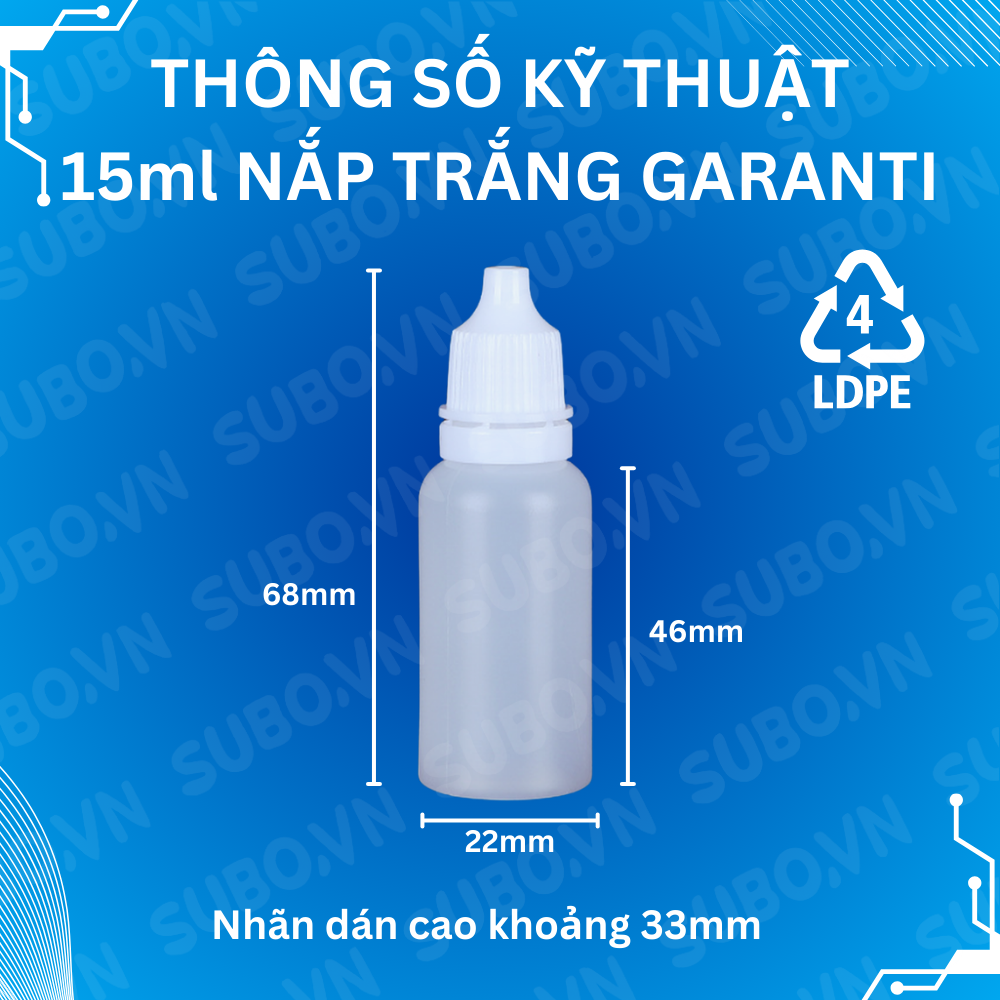 Lọ nhỏ giọt 15ml nắp bảo hiểm nhựa LDPE
