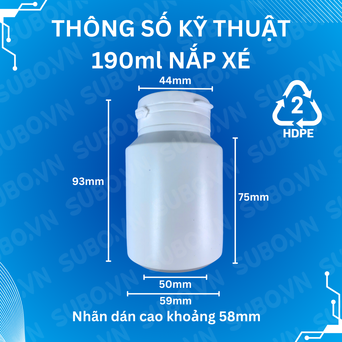Hũ Nhựa 190ml HDPE Nắp Xé