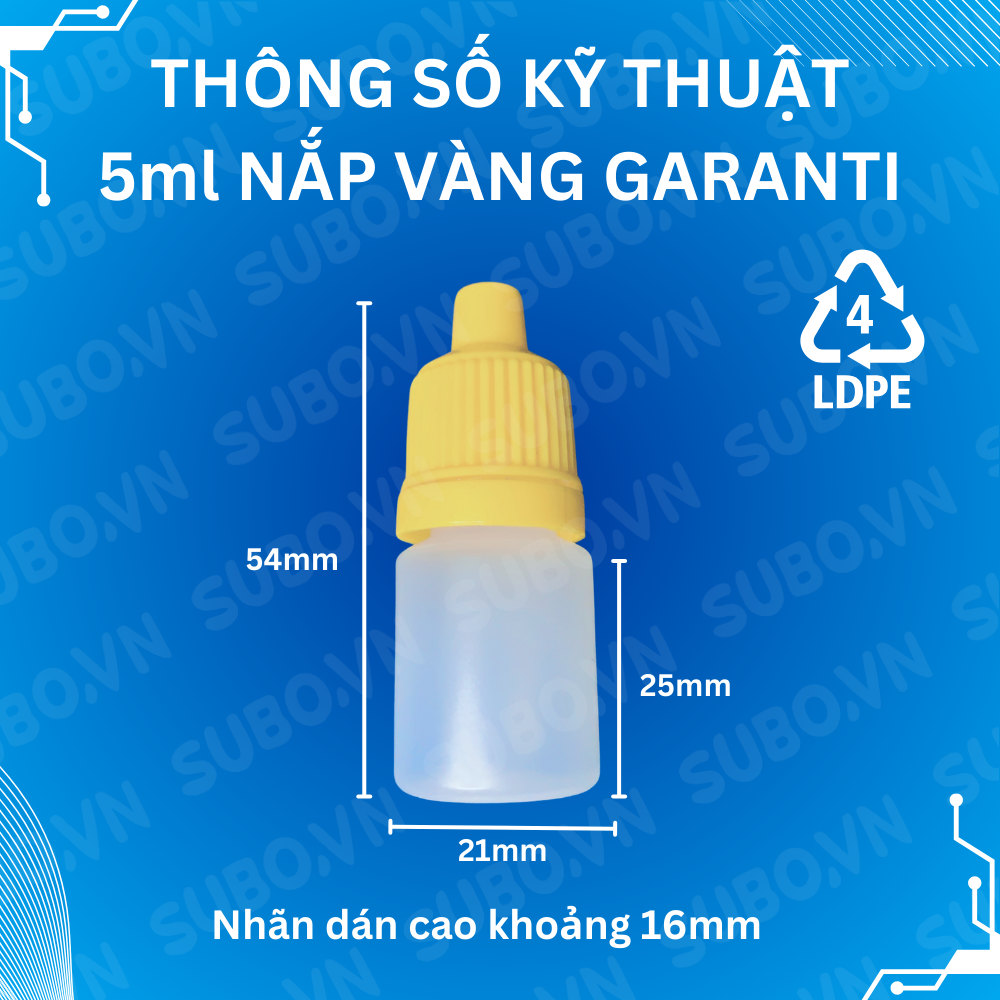 Lọ nhỏ giọt 5ml nắp vàng garanti