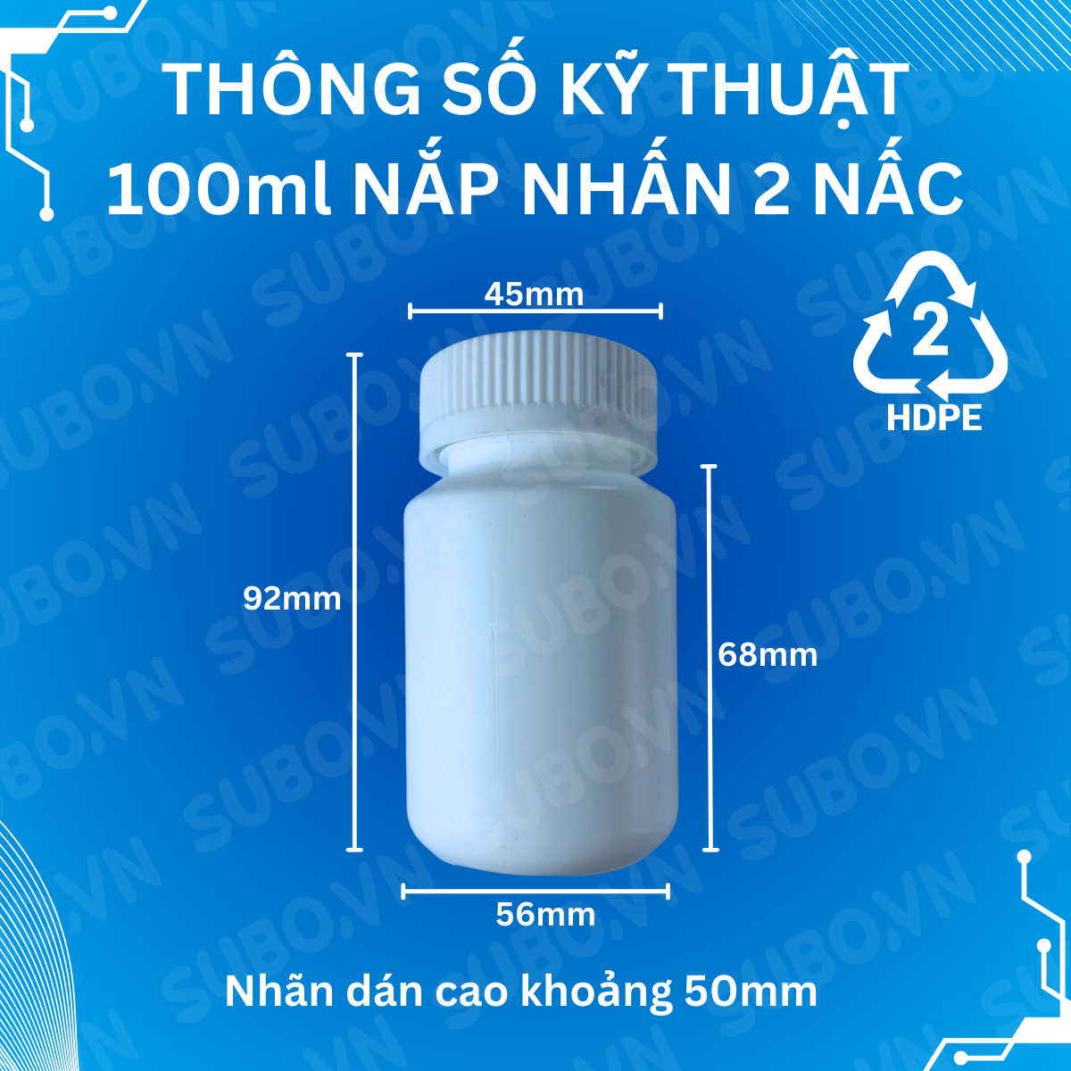 Hũ nhựa 100ml HDPE nắp nhấn