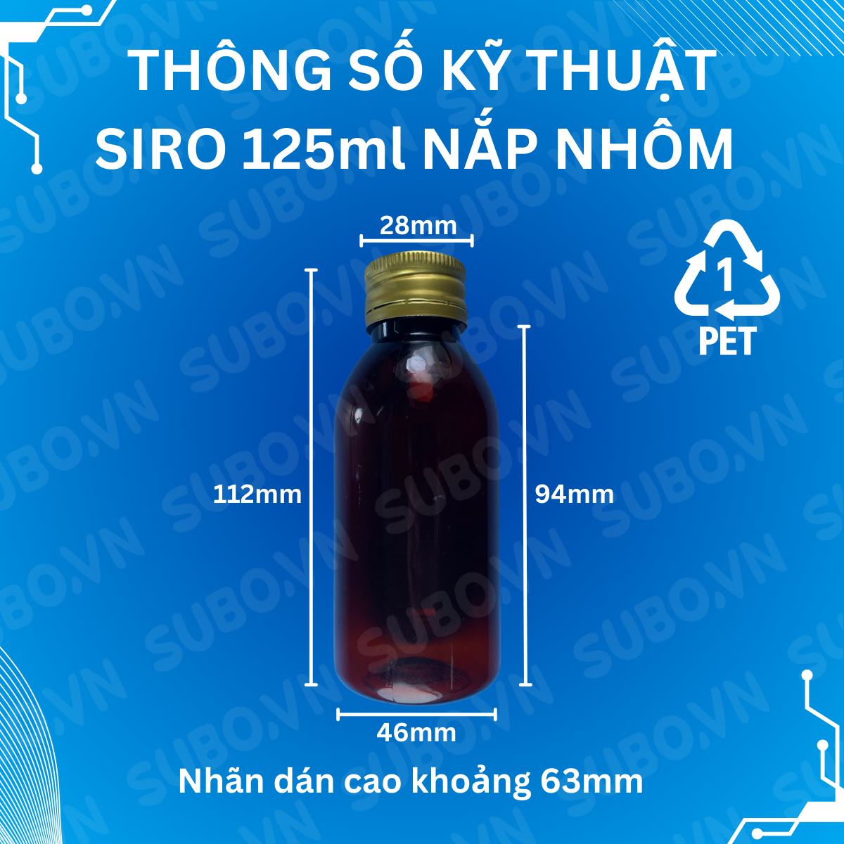Chai Nhựa 125ml Pet Nâu Nắp Nhôm