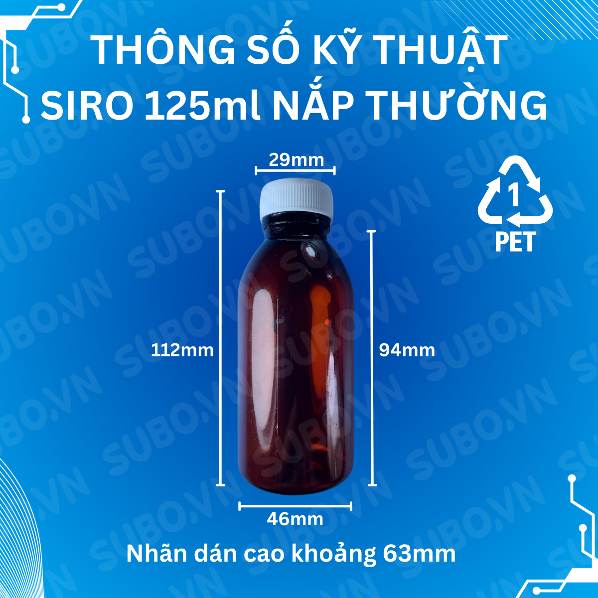 Lọ Nhựa SIRO 125ml Pet Nâu Có Nút