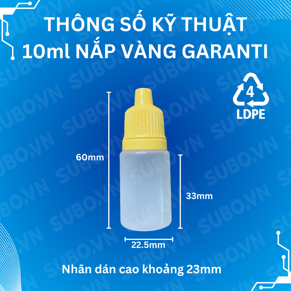 Lọ Nhỏ Giọt 10ml LDPE Nắp Vàng Garanti