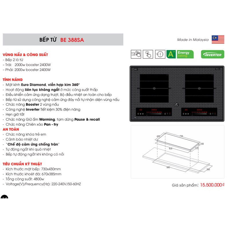 Bếp từ đôi Bauer 388SA ( Mã Giảm 50% )