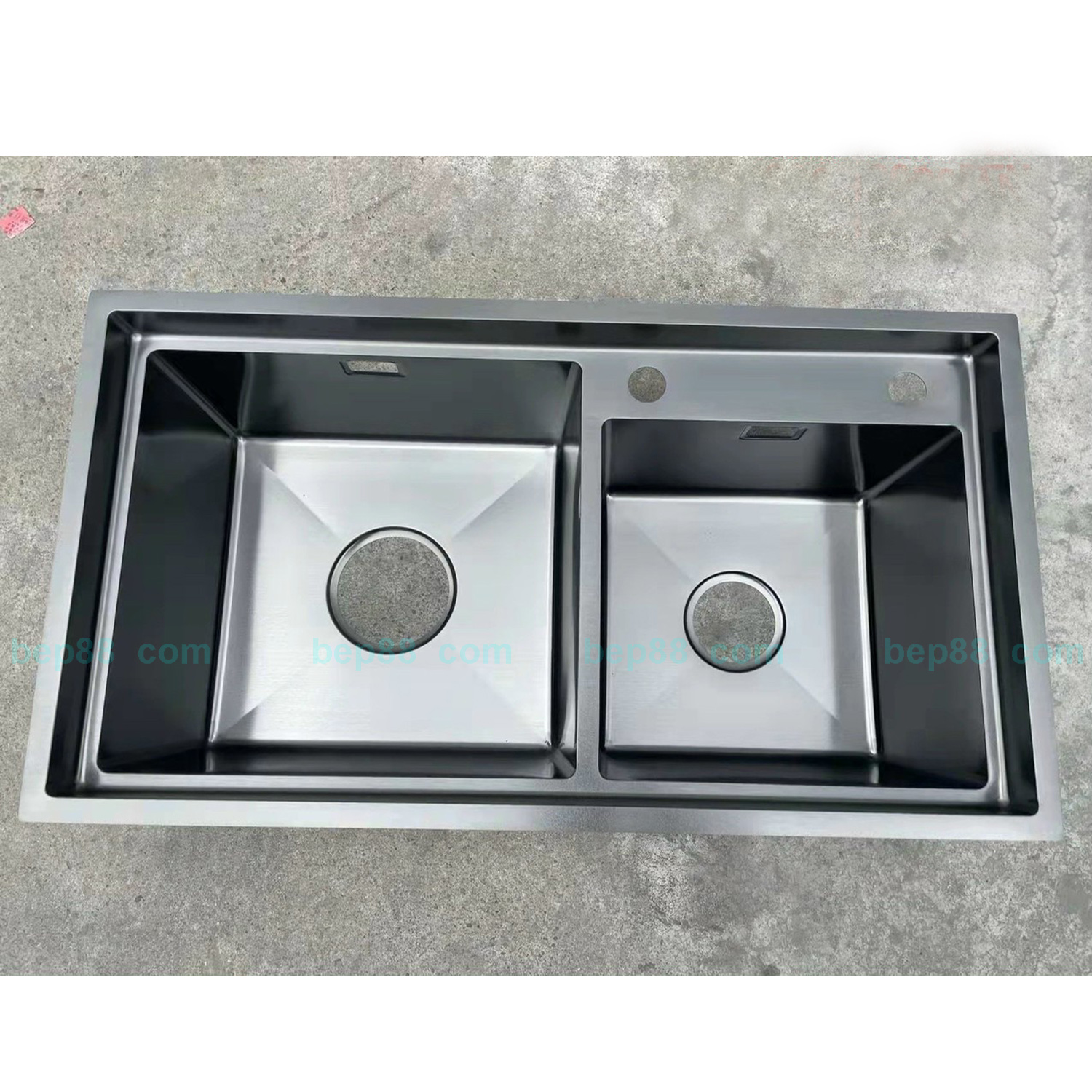 Chậu rửa bát 2 hố giật cấp inox 304 phủ nano đen - KOREAN