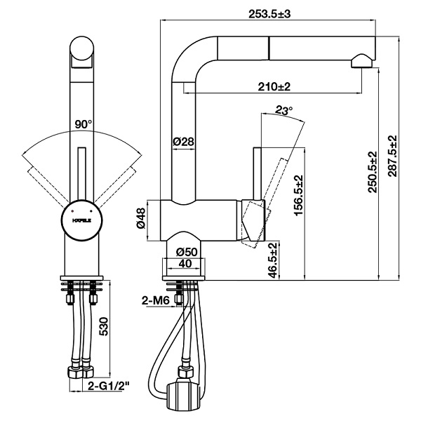 Vòi rửa bát Hafele HT21-GH1P254 577.55.590 màu xám