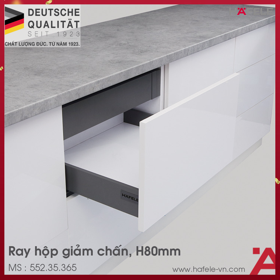 Ray Hộp Alto-S Màu Trắng Giảm Chấn H80mm Hafele 552.35.765