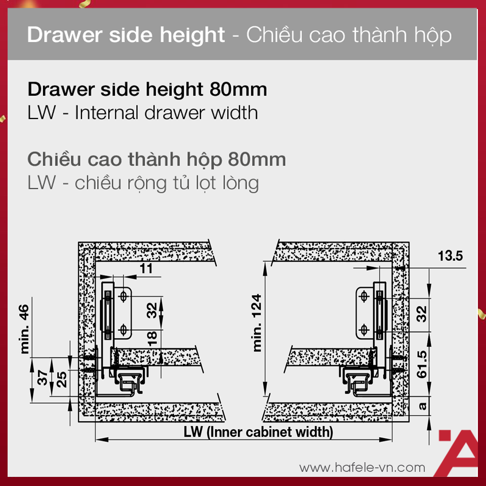 Ray Hộp Alto-S Màu Trắng Giảm Chấn H80mm Hafele 552.35.765