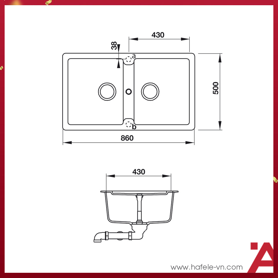 Chậu Granstone Hafele HS19-GEN2S90 570.36.300