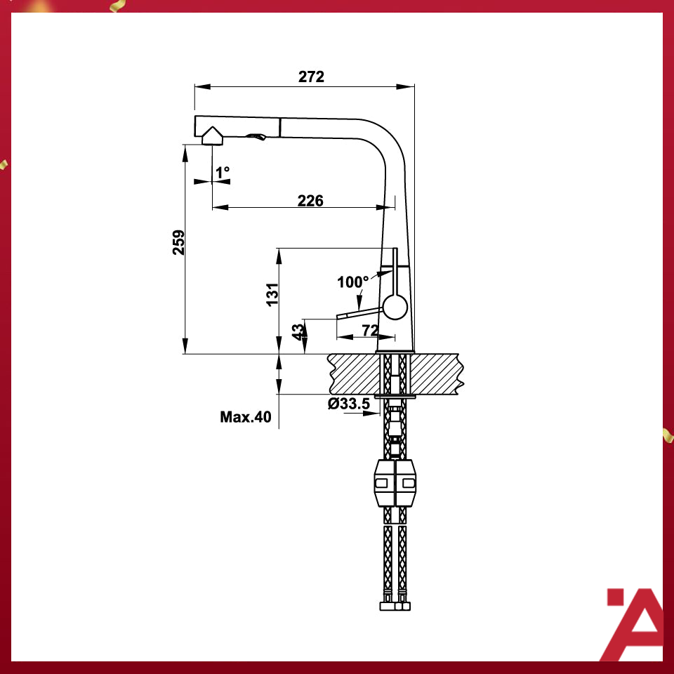 VÒI BẾP Hafele HT20-GH1P259 - ĐEN 570.82.300