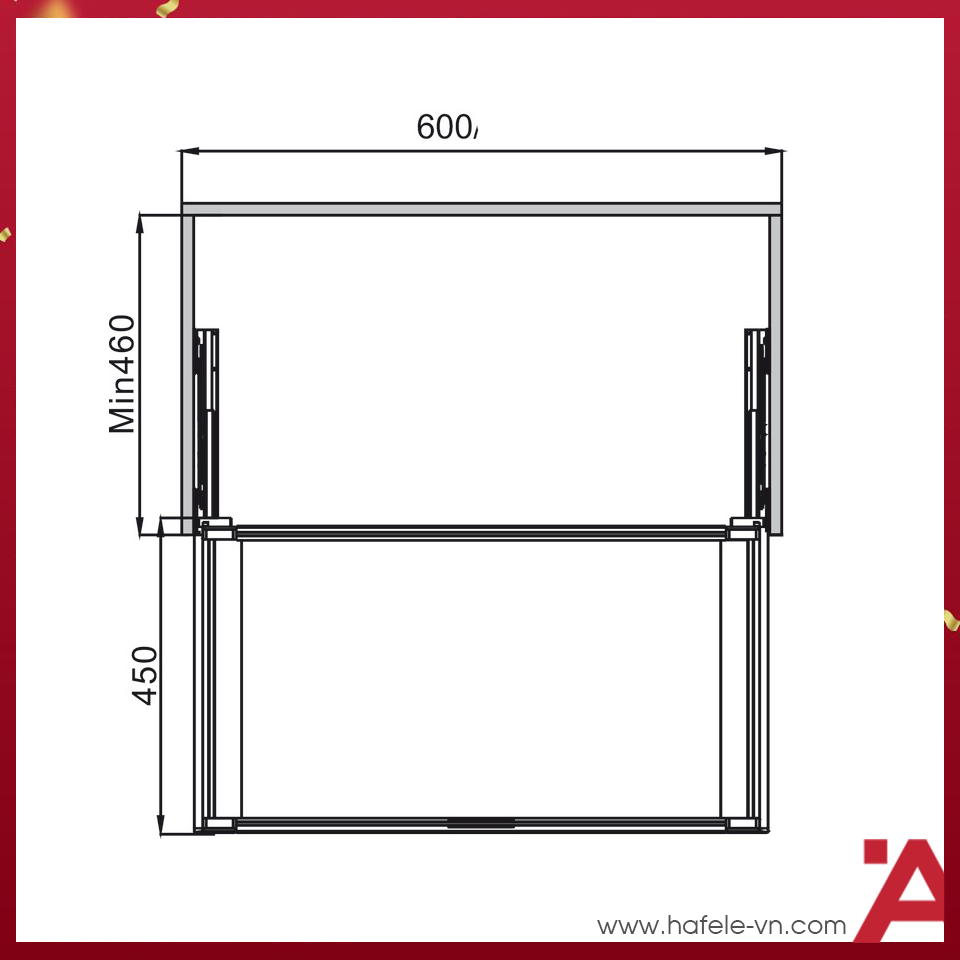 RỔ KÉO BẰNG KÍNH loại 600mm Hafele 807.95.171