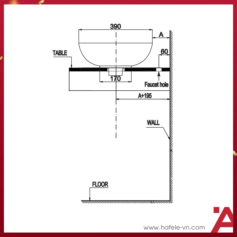 CHẬU SỨ ĐẶT BÀN Hafele KOBE 585X390X180 588.79.030