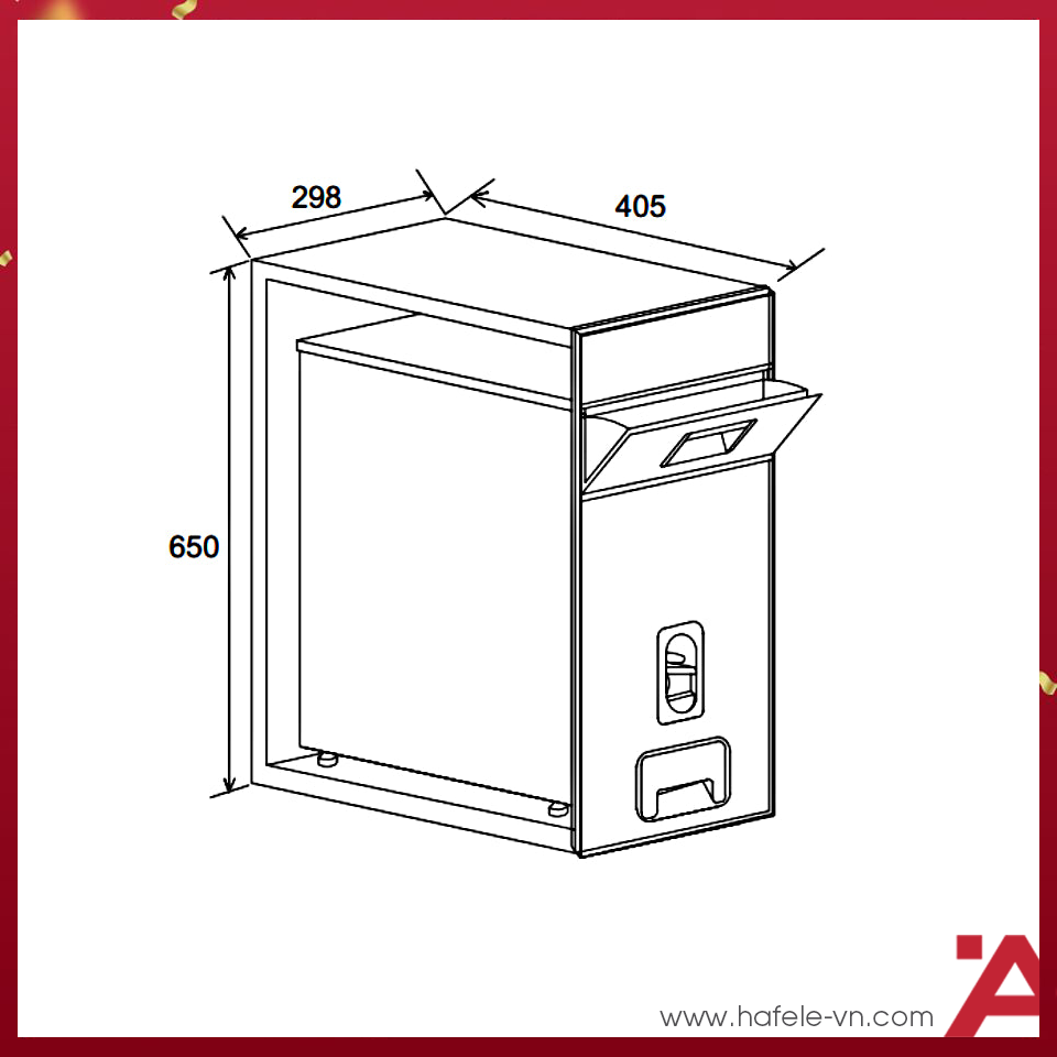 Thùng Đựng Gạo Mặt Gương Âm 300mm Hafele 549.32.990