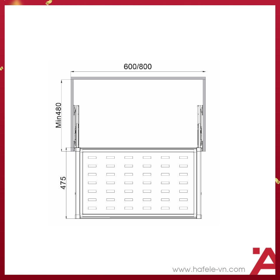 Rổ Kéo Kim Loại 800mm Hafele 807.95.153