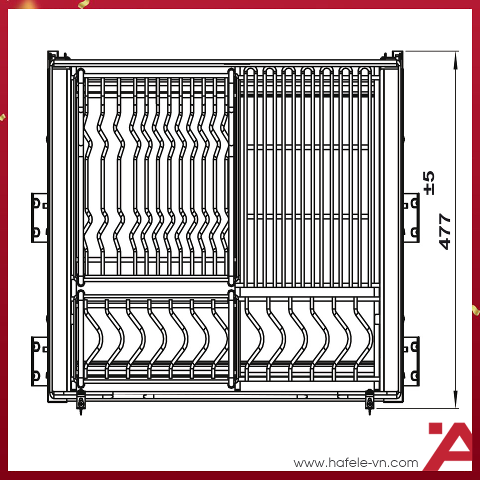 Rổ Bát Đĩa Kason Flex 700mm INOX 304 Hafele 549.04.045