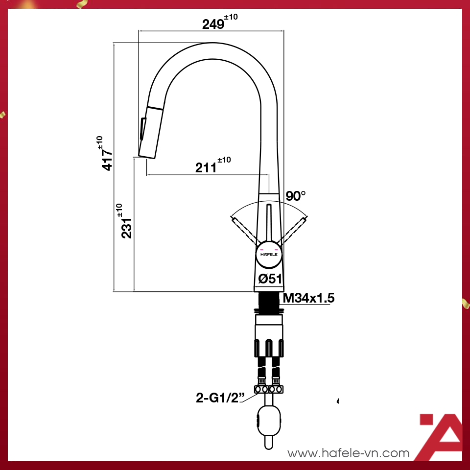 VÒI BẾP Hafele HT24-SH1P417-TITAN 570.85.441