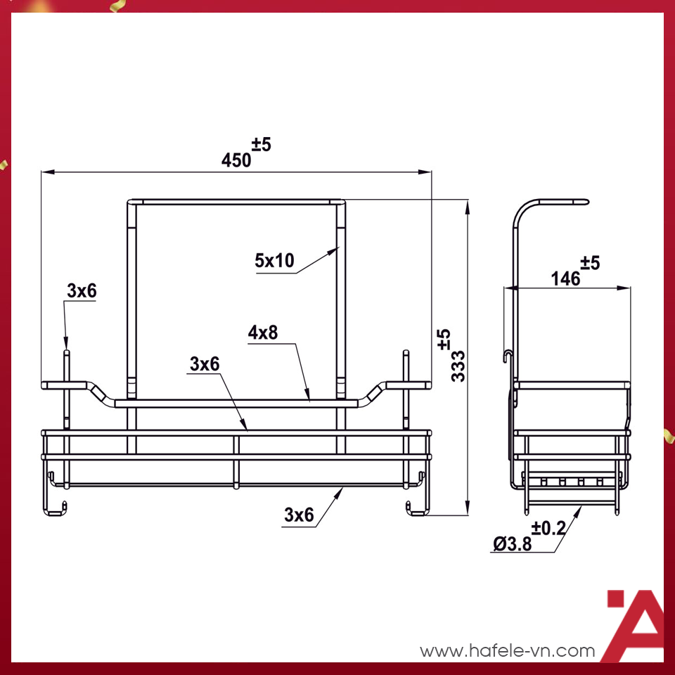 Rổ Đựng Dụng Cụ Vệ Sinh INOX 304 Hafele 595.04.096