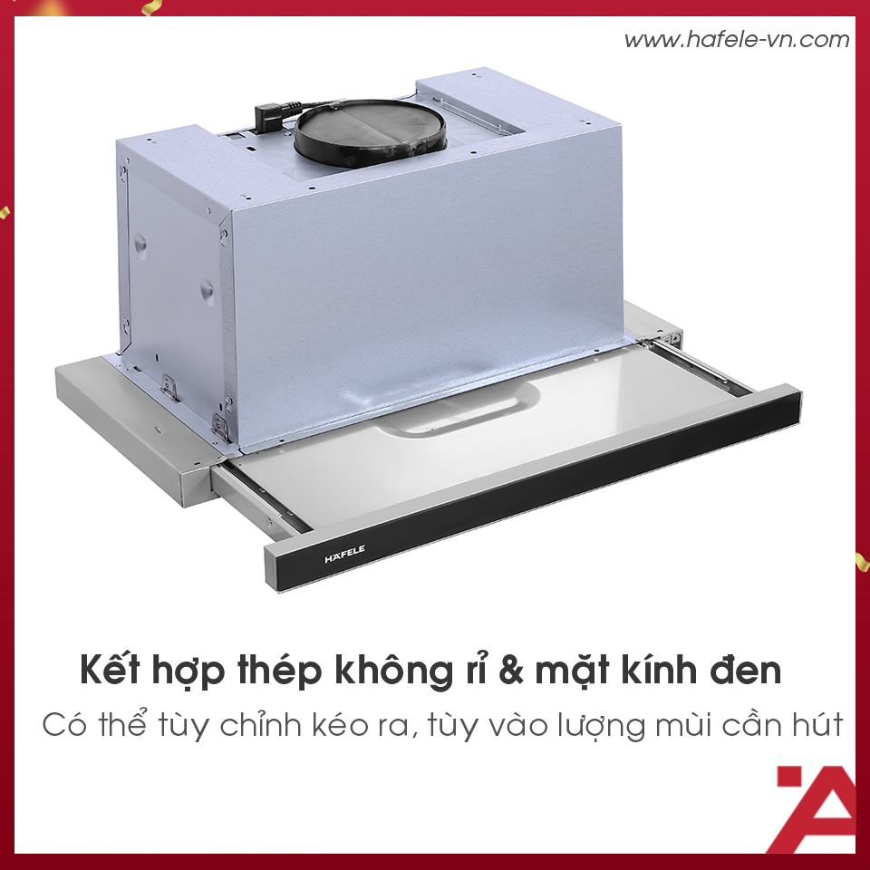 MÁY HÚT MÙI ÂM TỦ MẶT KÍNH ĐEN Hafele HH-TG60E 539.81.073