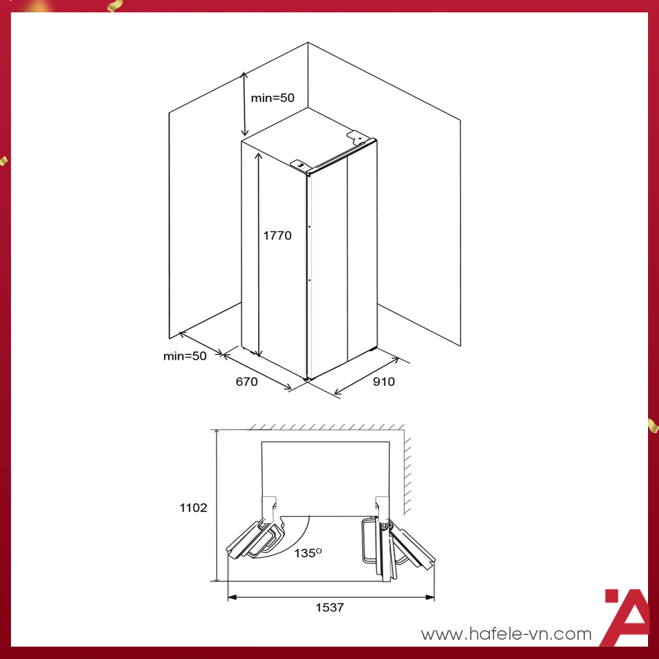 TỦ LẠNH HAFELE HF-SB5601FB 534.14.100