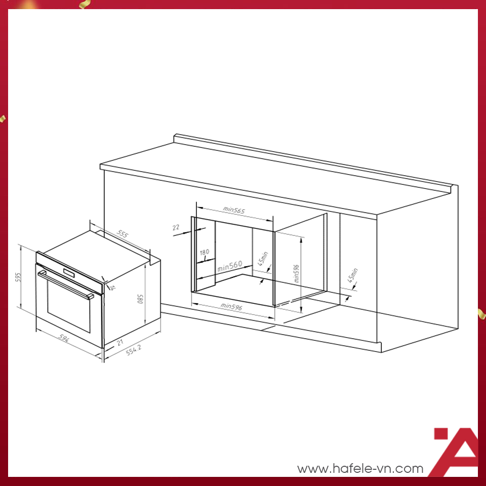LÒ NƯỚNG ÂM TỦ Hafele HC-O811B 495.10.035