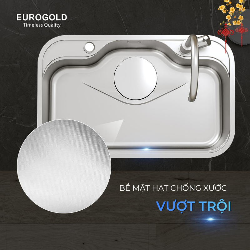 Chậu Rửa Bát Chống Xước 1 Hố INOX 304 EUC88050GE Eurogold