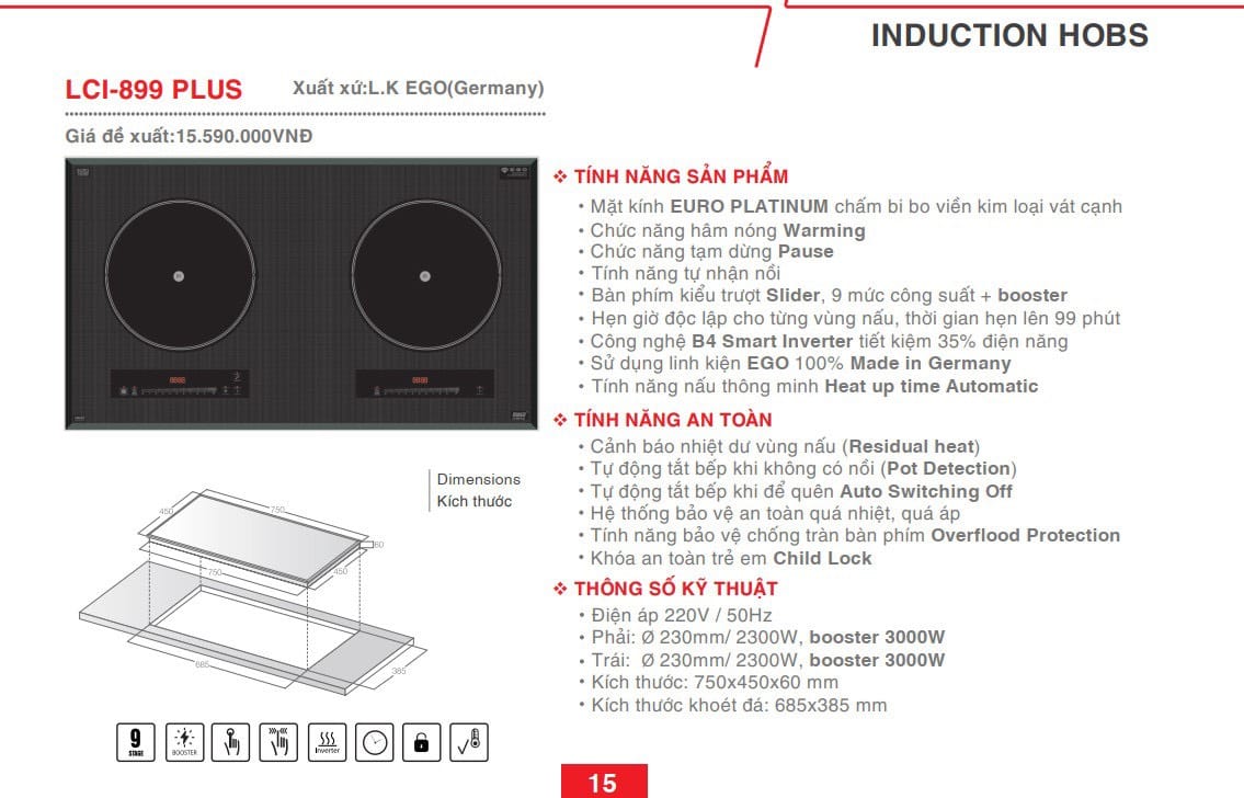 BẾP TỪ ĐÔI LORCA LCI 899 PLUS