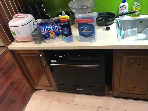 Máy rửa bát Texgio Dishwasher TGWF68GB Smart - 8 Bộ Nâng cấp 11 Bộ - Kết Nối Wifi, Sấy Khí Nóng