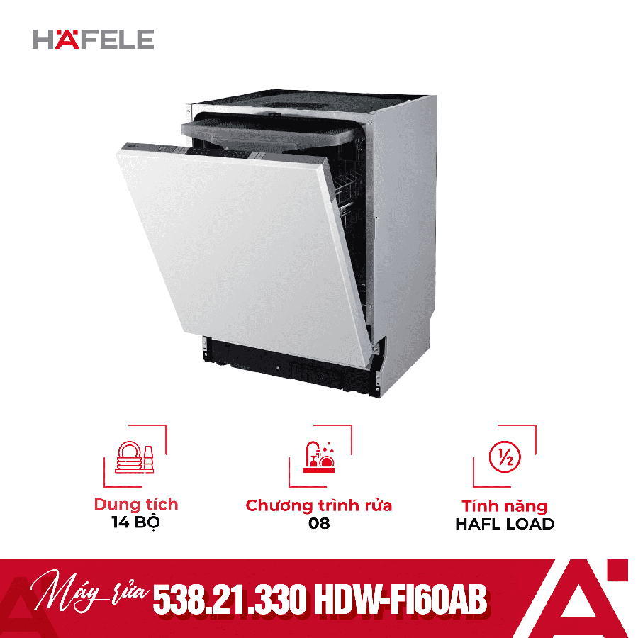 MÁY RỬA CHÉN ÂM TỦ Hafele HDW-FI60AB 538.21.330