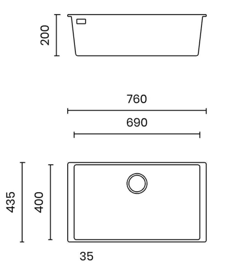 CHẬU RỬA BÁT ĐÁ 1 HỐ NOBINOX TASCA MITO NT761B