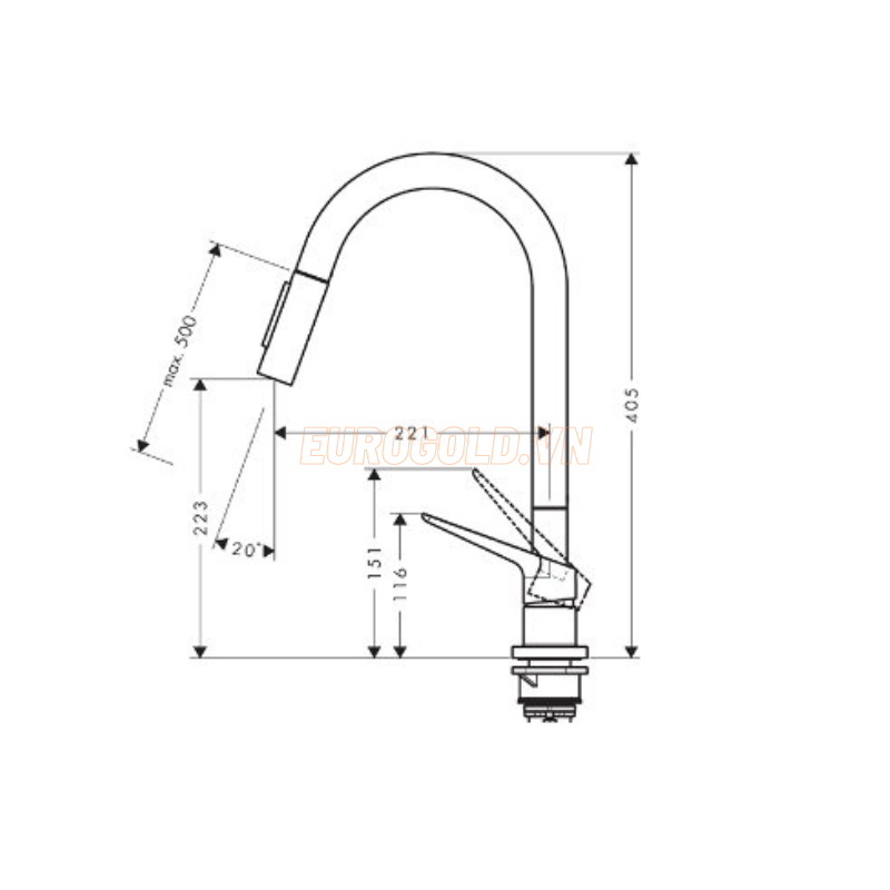 Vòi Nước INOX 304 Dây Rút EUF505CR Eurogold