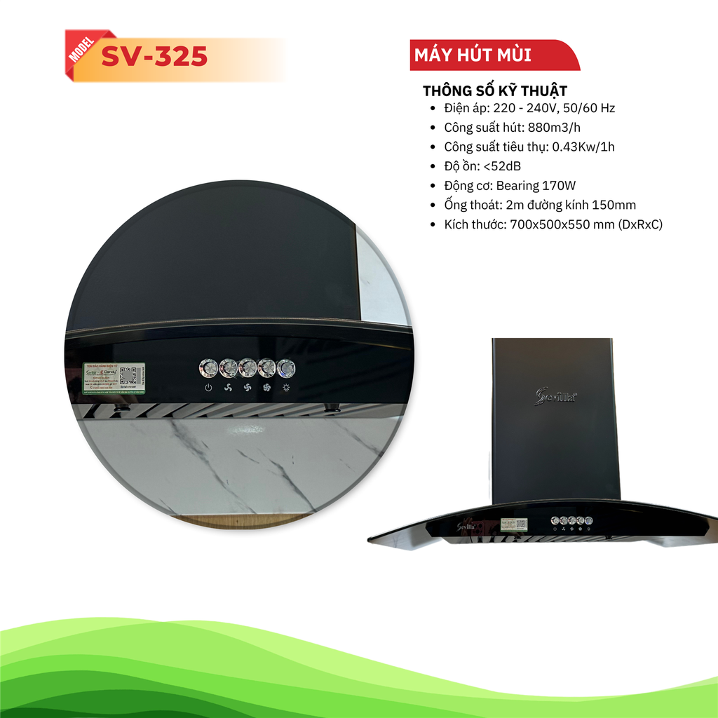 Máy hút mùi Sevilla SV-325 Black