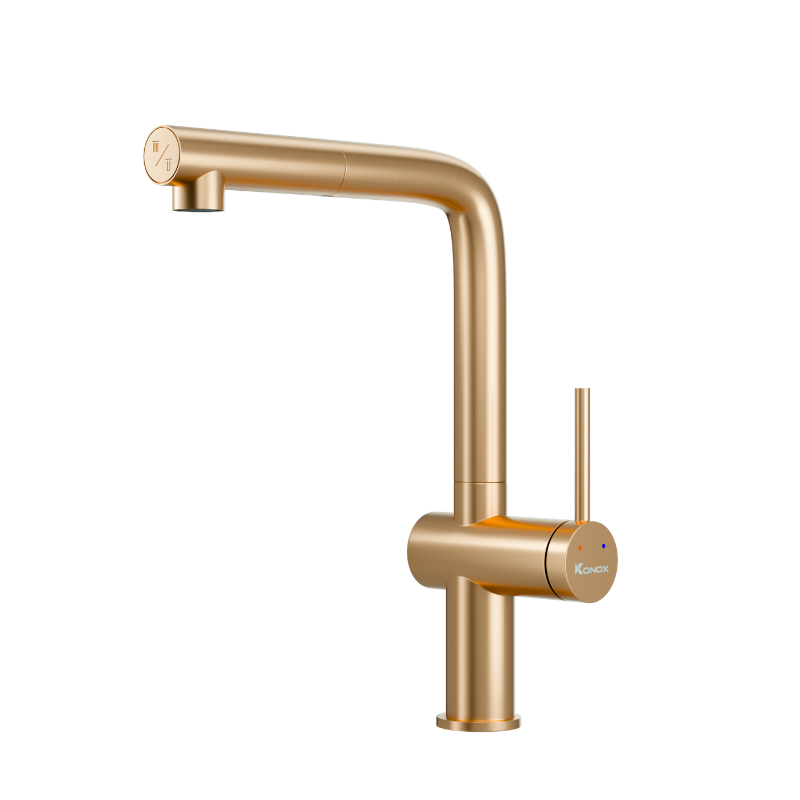 Vòi rửa bát dây rút Konox Stream Smart Champagne