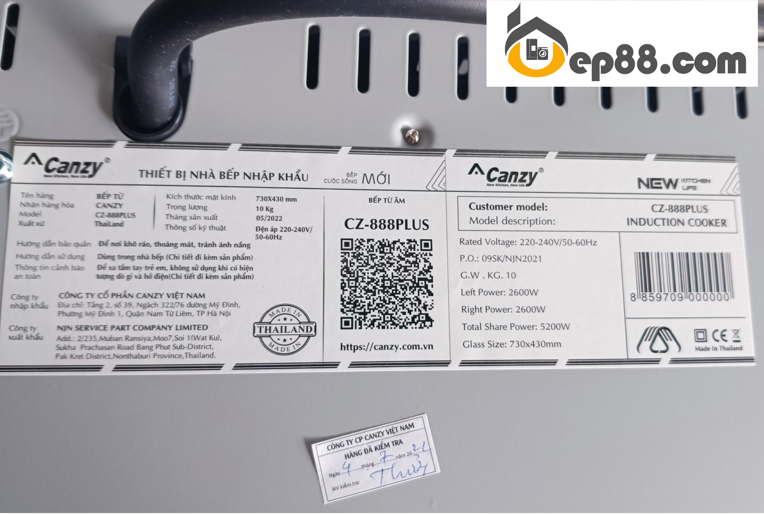 Bếp từ Canzy CZ 888 Plus - Chính Hãng