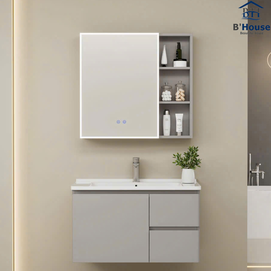 Bộ Tủ Gương Phòng Tắm, Tủ Lavabo Đẹp, Tủ Lavabo Phòng Tắm CR 296