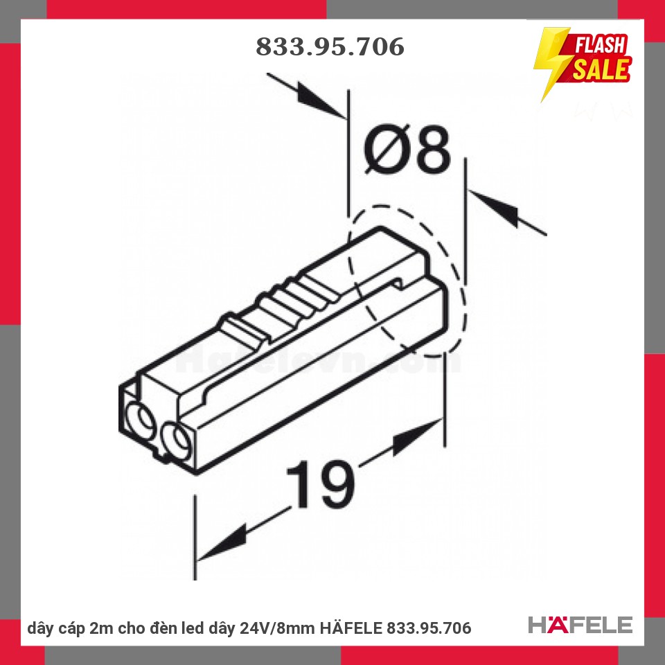 DÂY CÁP 2M CHO ĐÈN LED DÂY 24V 5A hafele 833.95.706