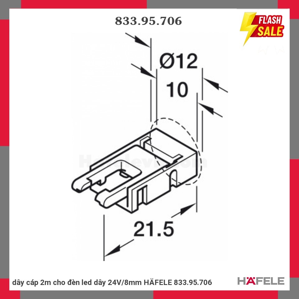 DÂY CÁP 2M CHO ĐÈN LED DÂY 24V 5A hafele 833.95.706
