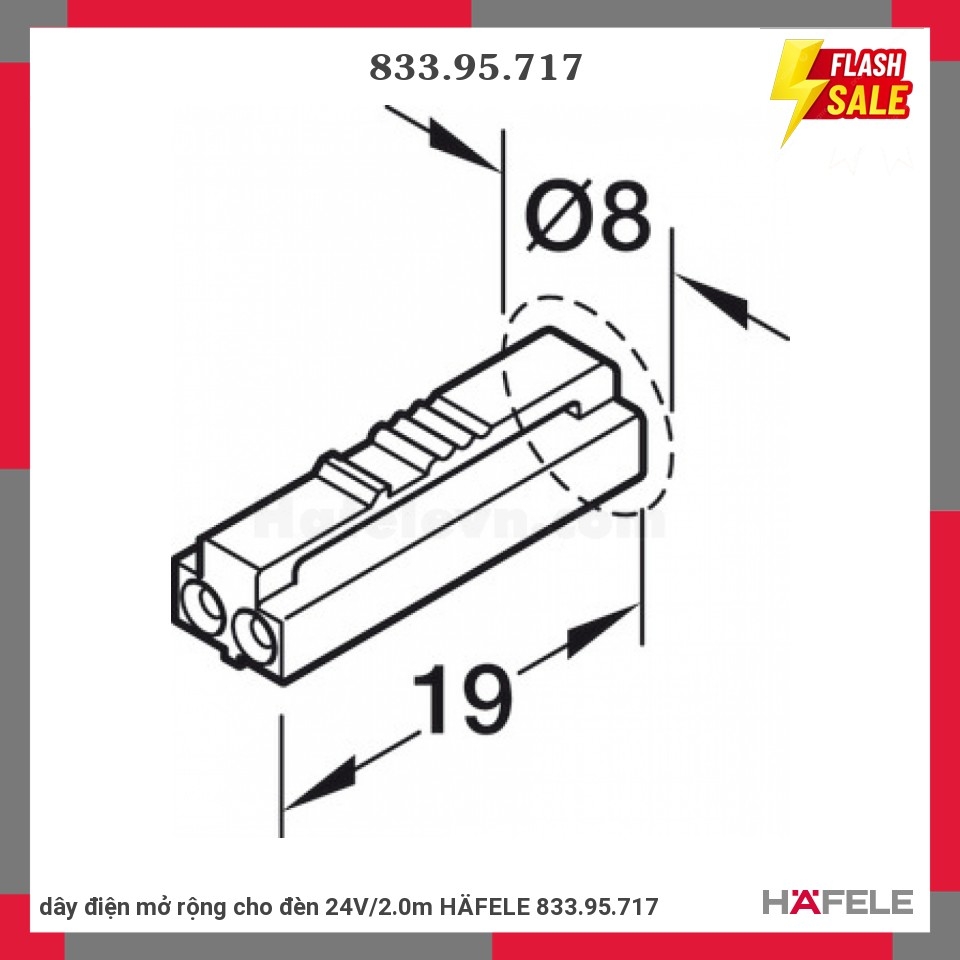 DÂY ĐIỆN MỞ RỘNG CHO ĐÈN 24V/2.0M hafele 833.95.717