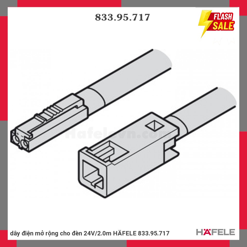 DÂY ĐIỆN MỞ RỘNG CHO ĐÈN 24V/2.0M hafele 833.95.717