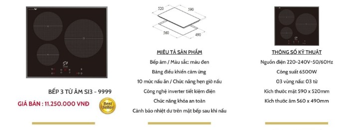 Bếp 3 từ Smaragd SI3-9999